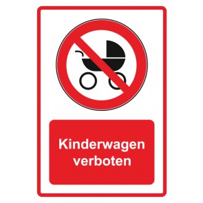 Aufkleber Verbotszeichen Piktogramm & Text deutsch · Kinderwagen verboten · rot (Verbotsaufkleber)