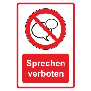 Magnetschild Verbotszeichen Piktogramm & Text deutsch · Sprechen verboten · rot (Verbotsschild magnetisch · Magnetfolie)