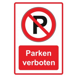 Aufkleber Verbotszeichen Piktogramm & Text deutsch · Parken verboten · rot (Verbotsaufkleber)