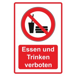 Aufkleber Verbotszeichen Piktogramm & Text deutsch · Essen und Trinken verboten · rot | stark haftend (Verbotsaufkleber)