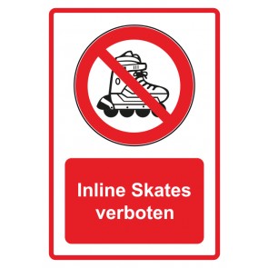 Schild Verbotszeichen Piktogramm & Text deutsch · Inline Skates verboten · rot (Verbotsschild)