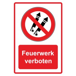 Schild Verbotszeichen Piktogramm & Text deutsch · Feuerwerk verboten · rot | selbstklebend (Verbotsschild)