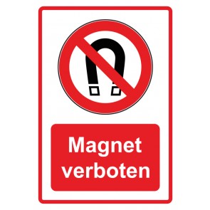 Schild Verbotszeichen Piktogramm & Text deutsch · Magnet verboten · rot | selbstklebend (Verbotsschild)