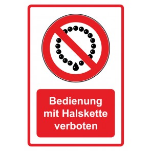 Magnetschild Verbotszeichen Piktogramm & Text deutsch · Bedienung mit Halskette verboten · rot (Verbotsschild magnetisch · Magnetfolie)
