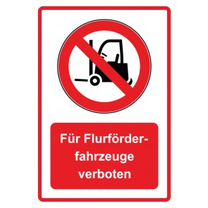 Schild Verbotszeichen Piktogramm & Text deutsch · Für Flurförderfahrzeuge verboten · rot (Verbotsschild)