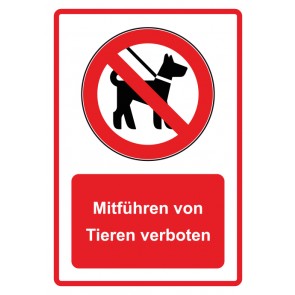 Magnetschild Verbotszeichen Piktogramm & Text deutsch · Mitführen von Tieren verboten · rot (Verbotsschild magnetisch · Magnetfolie)