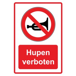 Schild Verbotszeichen Piktogramm & Text deutsch · Hupen verboten · rot (Verbotsschild)