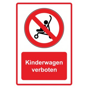 Schild Verbotszeichen Piktogramm & Text deutsch · Kinderwagen verboten · rot (Verbotsschild)