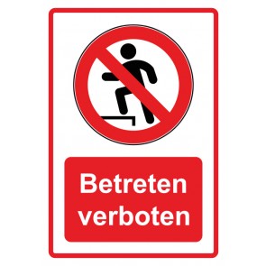 Aufkleber Verbotszeichen Piktogramm & Text deutsch · Betreten verboten · rot (Verbotsaufkleber)
