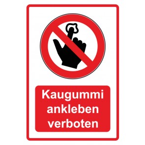 Schild Verbotszeichen Piktogramm & Text deutsch · Kaugummi ankleben verboten · rot (Verbotsschild)