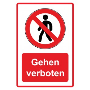 Aufkleber Verbotszeichen Piktogramm & Text deutsch · Gehen verboten · rot | stark haftend (Verbotsaufkleber)