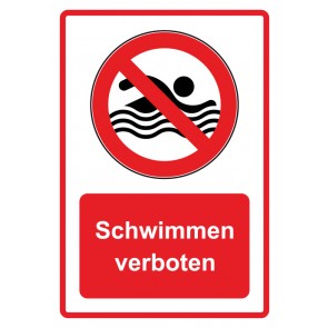 Aufkleber Verbotszeichen Piktogramm & Text deutsch · Schwimmen verboten · rot (Verbotsaufkleber)