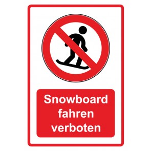 Schild Verbotszeichen Piktogramm & Text deutsch · Snowboard fahren verboten · rot (Verbotsschild)