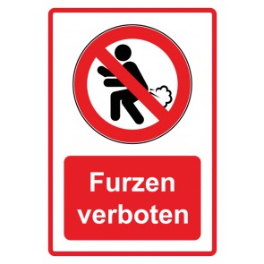 Schild Verbotszeichen Piktogramm & Text deutsch · Furzen verboten · rot | selbstklebend (Verbotsschild)