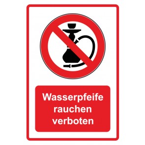 Schild Verbotszeichen Piktogramm & Text deutsch · Wasserpfeife rauchen verboten · rot | selbstklebend (Verbotsschild)