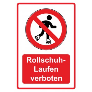 Magnetschild Verbotszeichen Piktogramm & Text deutsch · Rollschuh laufen verboten · rot (Verbotsschild magnetisch · Magnetfolie)