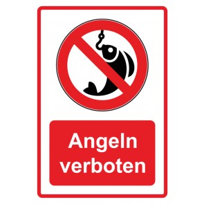 Magnetschild Verbotszeichen Piktogramm & Text deutsch · Angeln verboten · rot (Verbotsschild magnetisch · Magnetfolie)