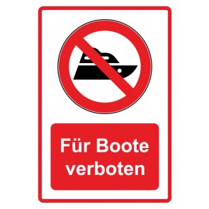Aufkleber Verbotszeichen Piktogramm & Text deutsch · Boot fahren verboten · rot (Verbotsaufkleber)