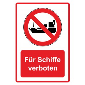 Magnetschild Verbotszeichen Piktogramm & Text deutsch · Für Schiffe verboten · rot (Verbotsschild magnetisch · Magnetfolie)