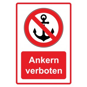 Schild Verbotszeichen Piktogramm & Text deutsch · Ankern verboten · rot (Verbotsschild)