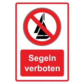 Schild Verbotszeichen Piktogramm & Text deutsch · Segeln verboten · rot | selbstklebend (Verbotsschild)