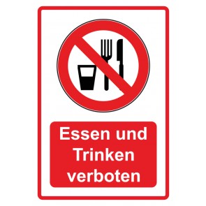 Aufkleber Verbotszeichen Piktogramm & Text deutsch · Essen und Trinken verboten · rot (Verbotsaufkleber)