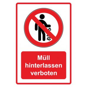 Aufkleber Verbotszeichen Piktogramm & Text deutsch · Müll hinterlassen verboten · rot (Verbotsaufkleber)