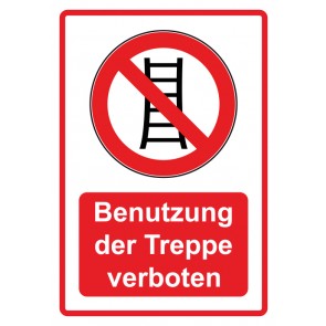 Aufkleber Verbotszeichen Piktogramm & Text deutsch · Benutzung der Treppe verboten · rot | stark haftend (Verbotsaufkleber)