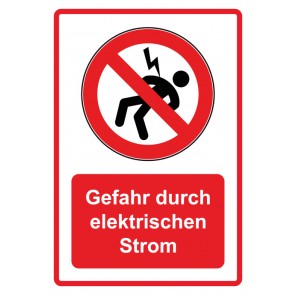Aufkleber Verbotszeichen Piktogramm & Text deutsch · Gefahr durch elektrischen Strom · rot | stark haftend (Verbotsaufkleber)