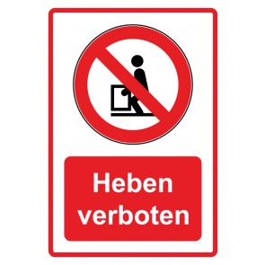 Magnetschild Verbotszeichen Piktogramm & Text deutsch · Heben verboten · rot (Verbotsschild magnetisch · Magnetfolie)