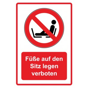 Schild Verbotszeichen Piktogramm & Text deutsch · Füße auf den Sitz legen verboten · rot | selbstklebend (Verbotsschild)