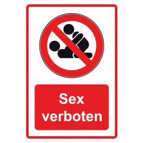 Aufkleber Verbotszeichen Piktogramm & Text deutsch · Sex verboten · rot | stark haftend (Verbotsaufkleber)