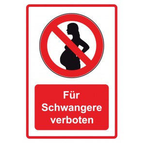 Schild Verbotszeichen Piktogramm & Text deutsch · Für Schwangere verboten · rot | selbstklebend (Verbotsschild)