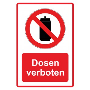 Aufkleber Verbotszeichen Piktogramm & Text deutsch · Dosen verboten · rot (Verbotsaufkleber)