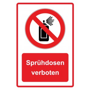 Aufkleber Verbotszeichen Piktogramm & Text deutsch · Sprühdosen verboten · rot | stark haftend (Verbotsaufkleber)
