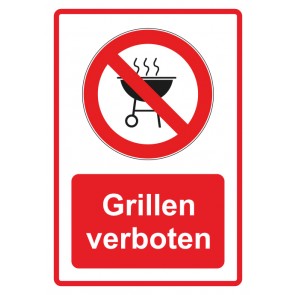 Magnetschild Verbotszeichen Piktogramm & Text deutsch · Grillen verboten · rot