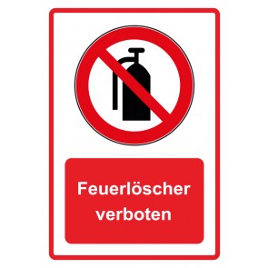 Schild Verbotszeichen Piktogramm & Text deutsch · Feuerlöscher verboten · rot | selbstklebend (Verbotsschild)