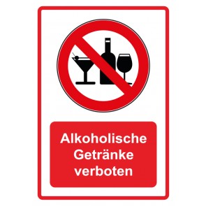 Aufkleber Verbotszeichen Piktogramm & Text deutsch · Alkoholische Getränke verboten · rot (Verbotsaufkleber)