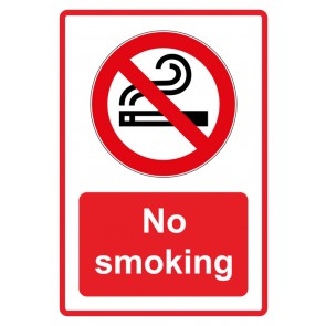 Aufkleber Verbotszeichen Piktogramm & Text englisch · No smoking · rot | stark haftend (Verbotsaufkleber)
