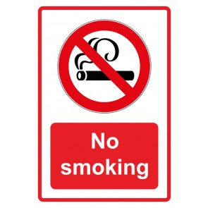 Schild Verbotszeichen Piktogramm & Text englisch · No smoking · rot | selbstklebend