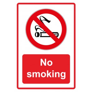 Schild Verbotszeichen Piktogramm & Text englisch · No smoking · rot | selbstklebend