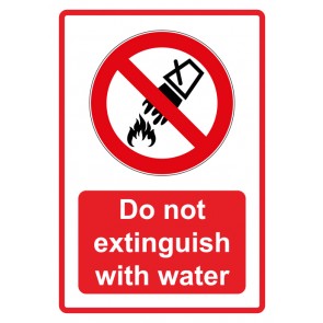 Aufkleber Verbotszeichen Piktogramm & Text englisch · Do not extinguish with water · rot (Verbotsaufkleber)