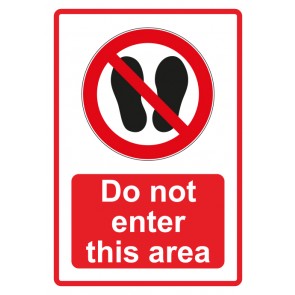 Aufkleber Verbotszeichen Piktogramm & Text englisch · Do not enter this area · rot (Verbotsaufkleber)