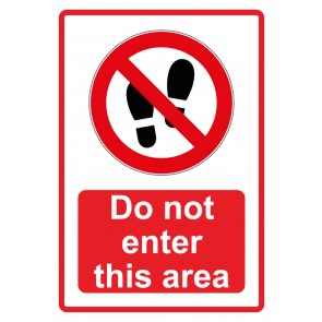 Aufkleber Verbotszeichen Piktogramm & Text englisch · Do not enter this area · rot | stark haftend (Verbotsaufkleber)