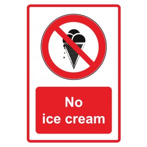 Aufkleber Verbotszeichen Piktogramm & Text englisch · No ice cream · rot (Verbotsaufkleber)