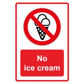 Schild Verbotszeichen Piktogramm & Text englisch · No ice cream · rot (Verbotsschild)
