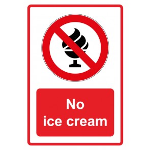 Magnetschild Verbotszeichen Piktogramm & Text englisch · No ice cream · rot (Verbotsschild magnetisch · Magnetfolie)