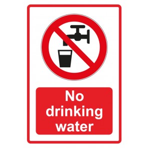 Schild Verbotszeichen Piktogramm & Text englisch · No drinking water · rot | selbstklebend