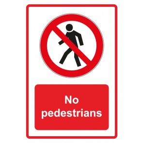 Schild Verbotszeichen Piktogramm & Text englisch · No pedestrians · rot | selbstklebend