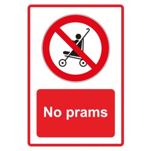 Schild Verbotszeichen Piktogramm & Text englisch · No prams · rot | selbstklebend